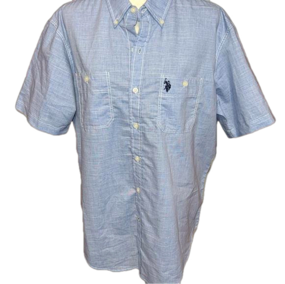 U. S. Polo Assn. Blue Cotton Blend Button Shirt L